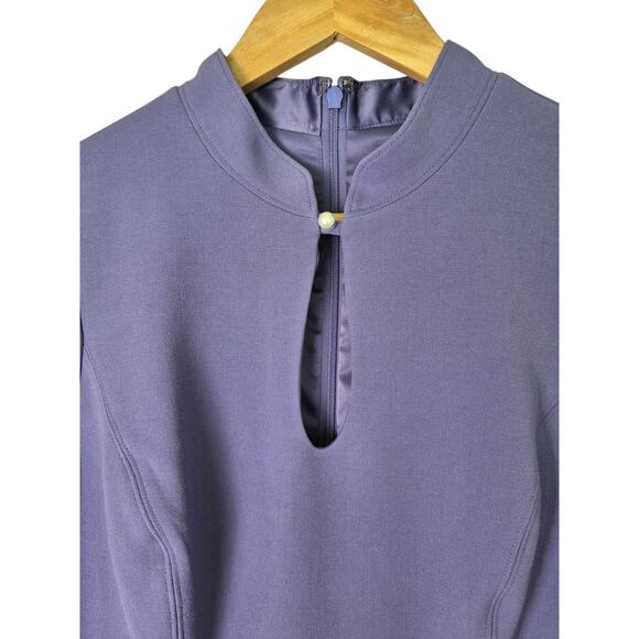 White House Black Market Dress Sz 6 Lavender Fit & Flare Keyhole Front Career - Picture 7 of 8